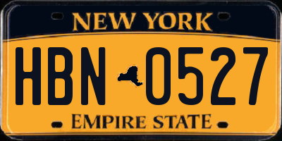 NY license plate HBN0527