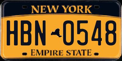NY license plate HBN0548