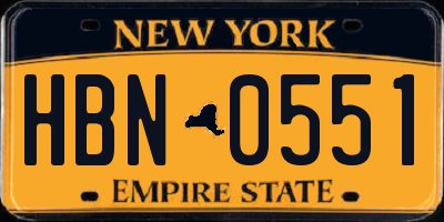 NY license plate HBN0551