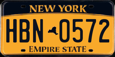 NY license plate HBN0572