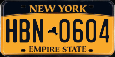 NY license plate HBN0604