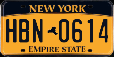 NY license plate HBN0614