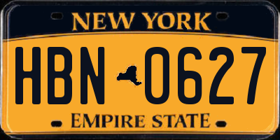 NY license plate HBN0627