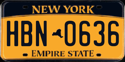 NY license plate HBN0636