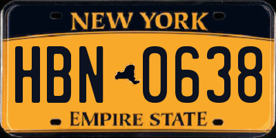 NY license plate HBN0638