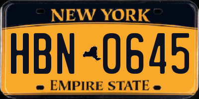 NY license plate HBN0645