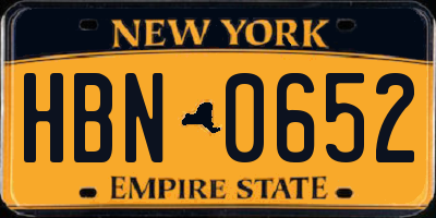 NY license plate HBN0652