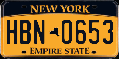 NY license plate HBN0653