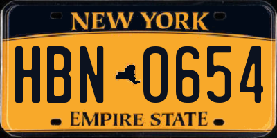 NY license plate HBN0654