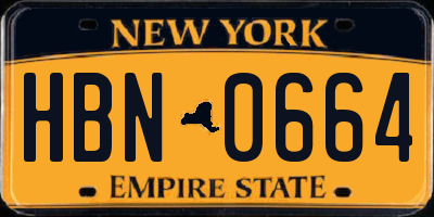 NY license plate HBN0664