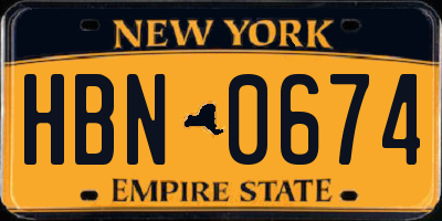 NY license plate HBN0674