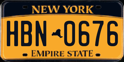 NY license plate HBN0676