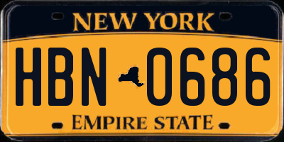 NY license plate HBN0686