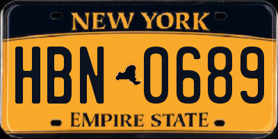 NY license plate HBN0689