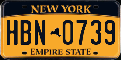 NY license plate HBN0739