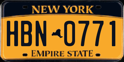 NY license plate HBN0771