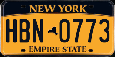 NY license plate HBN0773