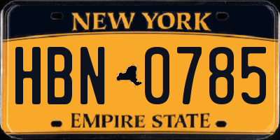 NY license plate HBN0785