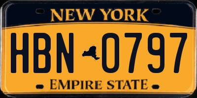 NY license plate HBN0797