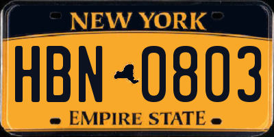 NY license plate HBN0803
