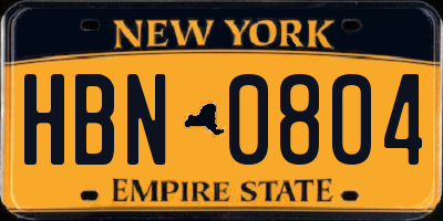NY license plate HBN0804