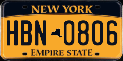 NY license plate HBN0806