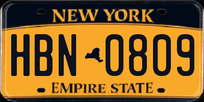 NY license plate HBN0809