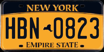NY license plate HBN0823