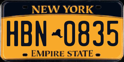 NY license plate HBN0835
