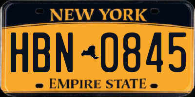 NY license plate HBN0845