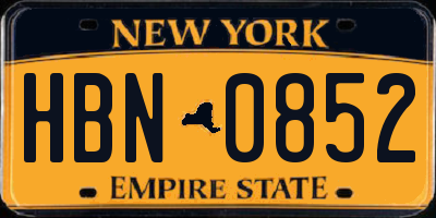NY license plate HBN0852