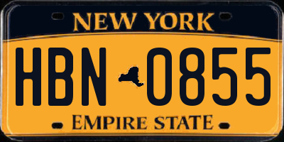 NY license plate HBN0855