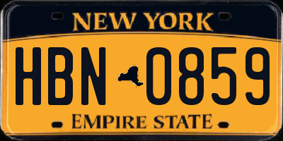 NY license plate HBN0859