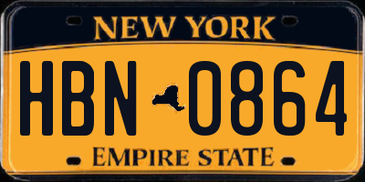 NY license plate HBN0864