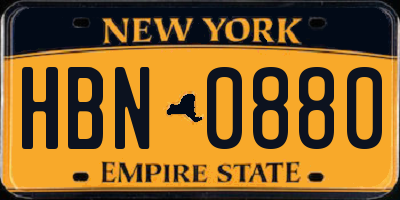 NY license plate HBN0880