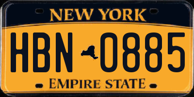 NY license plate HBN0885