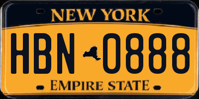 NY license plate HBN0888