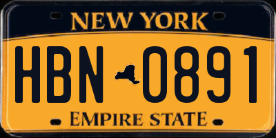 NY license plate HBN0891