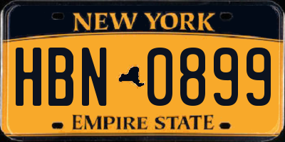 NY license plate HBN0899