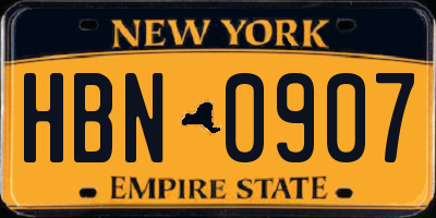 NY license plate HBN0907