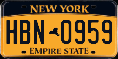 NY license plate HBN0959