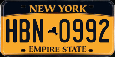 NY license plate HBN0992