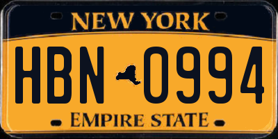 NY license plate HBN0994
