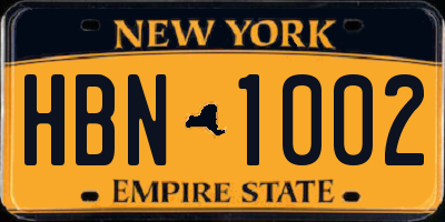NY license plate HBN1002
