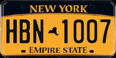 NY license plate HBN1007