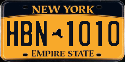 NY license plate HBN1010