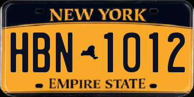 NY license plate HBN1012