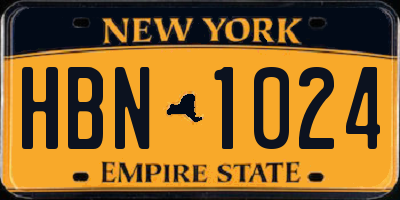 NY license plate HBN1024