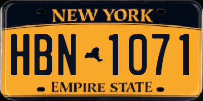 NY license plate HBN1071
