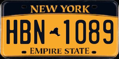 NY license plate HBN1089